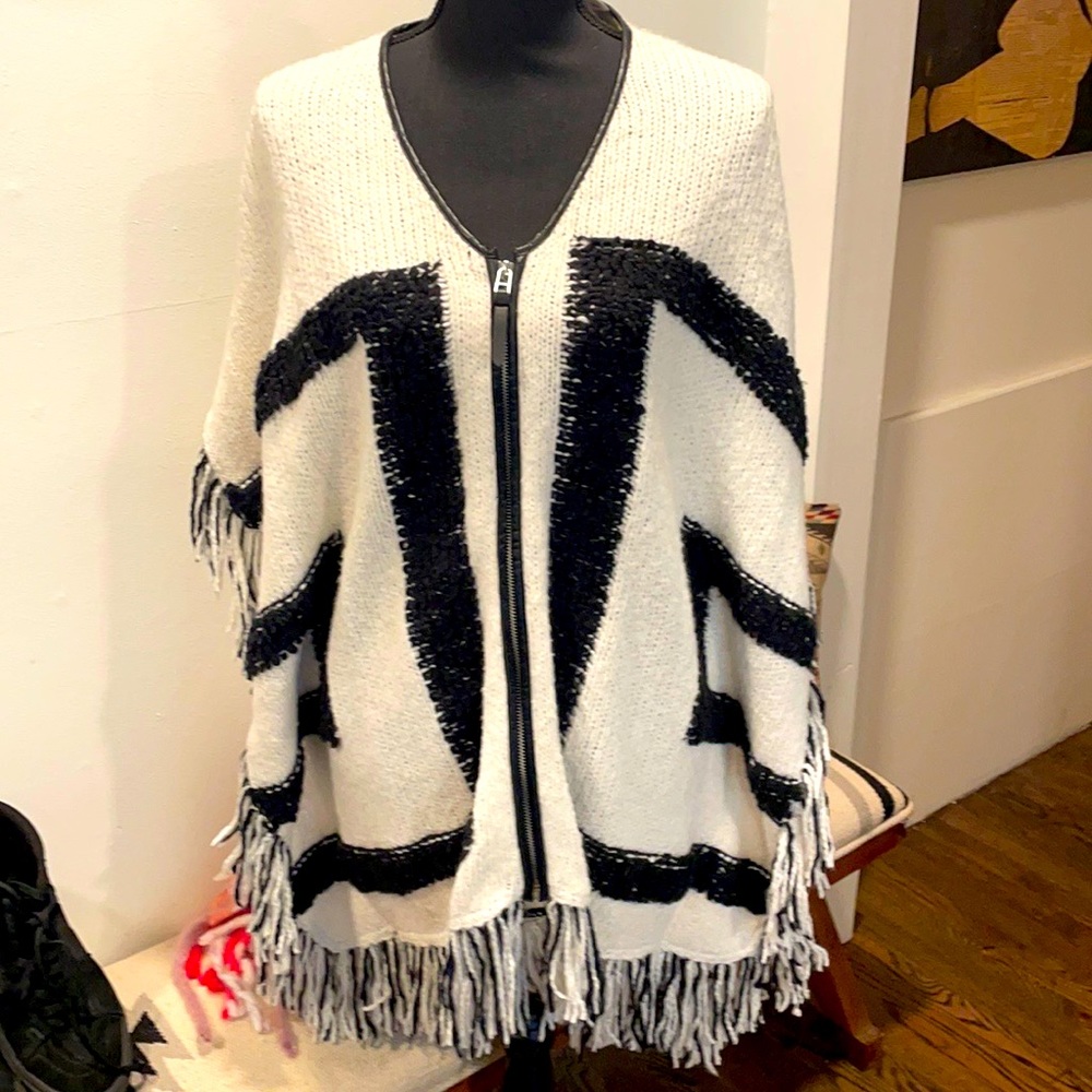 INC Black & White Poncho Cardigan Unisex